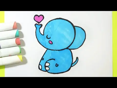 How to Draw a Baby Elephant CUTE - Easy | BOBO Cute Art