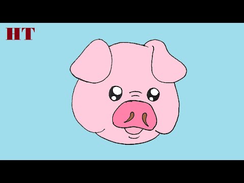 How to draw a cute pig face step by step