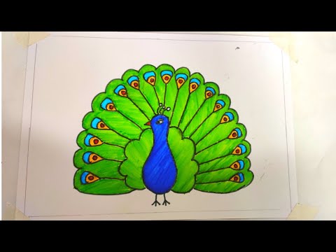 मोर का चित्र आसानी से बनाना सीखे //How to draw a Peacock | Peacock Easy Draw Tutorial