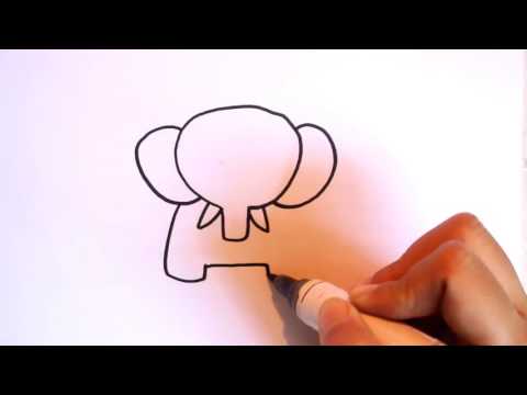 Teaching Kids to Draw: How to draw an &quot;Elephant&quot; and easy step by step.