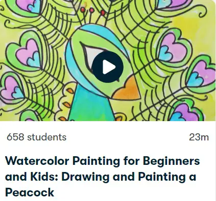 Drawing & Painting a peacock for beginners and kids class