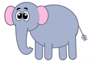 Easy elephant drawing in color for kids