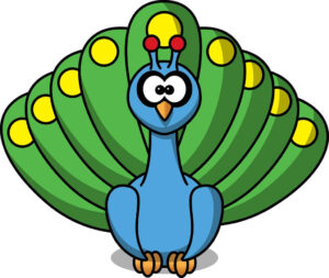 Very simple peacock drawing cartoon